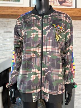 Hudson Outerwear Men's Plaid & Camo Patch Bomber Jacket Zip-Up - Size XL